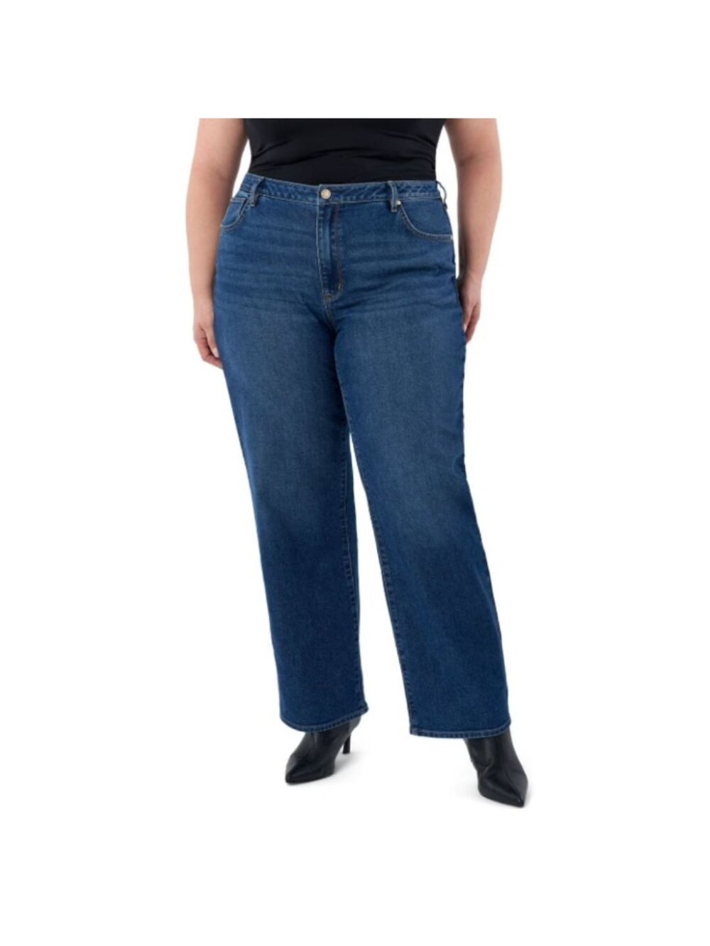 NWT Seven7 Women's High Rise Loose Straight Boyfriend Jean Dark Wash Size 22W